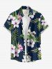 Tenue de plage assortie pour couples, imprimée de feuilles tropicales et de fleurs d'hibiscus, style hawaïen - Bleu profond 