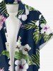 Tenue de plage assortie pour couples, imprimée de feuilles tropicales et de fleurs d'hibiscus, style hawaïen - Bleu profond 