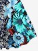 Plus Size Flower Plant Branch Print Hawaii A Line Dress -  