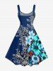 Plus Size Flower Plant Branch Print Hawaii A Line Dress -  