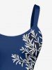 Plus Size Flower Plant Branch Print Hawaii A Line Dress -  