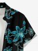 Chemise hawaïenne à imprimé floral grande taille et poches boutonnées pour hommes - Turquoise Foncée 3XL