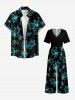 Chemise hawaïenne à imprimé floral grande taille et poches boutonnées pour hommes - Turquoise Foncée 3XL