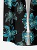 Flower Print Hawaii Button Pocket Shirt For Men -  