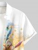 Coconut Tree Glitter Tropical Leaf Hibiscus Flower Sea Print Hawaii Button Pocket Shirt For Men -  