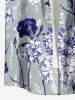 Chemise hawaïenne à imprimé floral et poches boutonnées grande taille pour hommes - Bleu Marine S