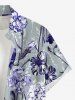 Chemise hawaïenne à imprimé floral et poches boutonnées grande taille pour hommes - Bleu Marine S