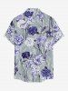 Chemise hawaïenne à imprimé floral et poches boutonnées grande taille pour hommes - Bleu Marine S