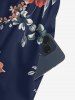 Flower Leaf Branch Print Hawaii Wide Leg Jumpsuit -  