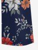 Flower Leaf Branch Print Hawaii Wide Leg Jumpsuit -  