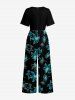 Combinaison hawaïenne à imprimé floral et jambes larges - Turquoise Foncée M