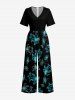 Combinaison hawaïenne à imprimé floral et jambes larges - Turquoise Foncée M