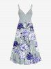 Flower Plant Print Hawaii Surplice A Line Cami Dress -  