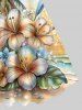 Coconut Tree Glitter Tropical Leaf Hibiscus Flower Sea Print Hawaii A Line Dress -  