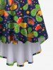 Plus Size Cashew Leaf Spotted Print Hawaii High Low Asymmetric A Line Cami Dress -  