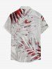 Tropical Leaf Print Hawaii Button Pocket Shirt For Men - Rouge M
