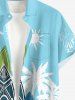 Chemise à boutons pour homme, grande taille, imprimé cocotier, soleil, planche de surf et vagues, style hawaïen. - Bleu clair 2XL