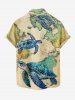 Turtle Map Print Hawaii Sea Creatures Button Pocket Shirt For Men - café lumière 6XL