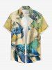 Turtle Map Print Hawaii Sea Creatures Button Pocket Shirt For Men - café lumière 6XL