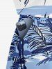 Plus Size Coconut Tree Seascape Building Print Hawaii Drawstring Pocket Romper - Bleu Ciel 1X