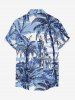 Chemise à poches boutonnées grande taille pour homme, imprimée de paysages marins et de cocotiers, style hawaïen. - Bleu Ciel S