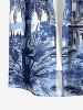 Chemise à poches boutonnées grande taille pour homme, imprimée de paysages marins et de cocotiers, style hawaïen. - Bleu Ciel 2XL