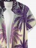 Plus Size Coconut Tree Ombre Print Buttons Pocket Hawaii Shirt For Men -  