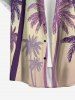 Plus Size Coconut Tree Ombre Print Buttons Pocket Hawaii Shirt For Men -  