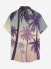 Plus Size Coconut Tree Ombre Print Buttons Pocket Hawaii Shirt For Men -  
