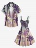 Coconut Tree Ombre Print Hawaii Tank Dress - café lumière M