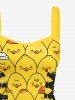 Cartoon Ducks Print Lace Up Hawaii Tank Dress -  
