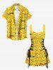 Cartoon Ducks Print Lace Up Hawaii Tank Dress -  