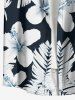 Flower Leaf Tropical Print Buttons Pocket Hawaii Shirt For Men -  