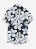 Flower Leaf Tropical Print Buttons Pocket Hawaii Shirt For Men -  