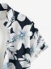 Flower Leaf Tropical Print Buttons Pocket Hawaii Shirt For Men -  