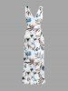 Flowers Tropical Leaf Print Hawaii Ruffles Split Surplice Dress -  