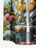 Coconut Tree Flower Parrot Sun Clock Print Buttons Pocket Hawaii Shirt For Men -  