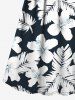 Robe cache-cœur hawaïenne à imprimé tropical fleuri grande taille - Noir XS
