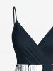 Robe cache-cœur hawaïenne à imprimé tropical fleuri grande taille - Noir XS