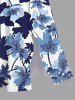Flowers Leaf Watercolor Print Split Hawaii Midi Dress -  