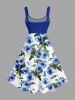Flowers Leaf Watercolor Print Hawaii Tank Dress -  