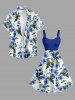 Flowers Leaf Watercolor Print Hawaii Tank Dress -  