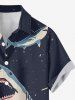 Shark Planet Plane Galaxy Print Hawaii Button Pocket Shirt For Men -  