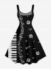 Piano Music Symbol Print Hawaii A Line Dress -  