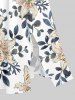Plus Size Flower Leaf Branch Print Hawaii Split Pocket A Line Midi Dress - Blanc M