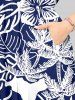 Coconut Tree Tropical Leaf Hibiscus Flower Print Hawaii Split Pocket A Line Midi Dress -  