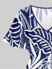 Coconut Tree Tropical Leaf Hibiscus Flower Print Hawaii Split Pocket A Line Midi Dress -  