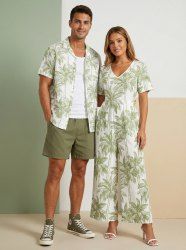 Coconut Tree Print Matching Hawaii Beach Outfit For Couples -  