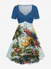Coconut Tree Flower Parrot Sun Clock Print Matching Hawaii Beach Outfit For Couples -  