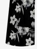 Ensemble de plage hawaïen assorti pour couples, imprimé feuilles tropicales et fleurs d'hibiscus, grandes tailles - Noir 